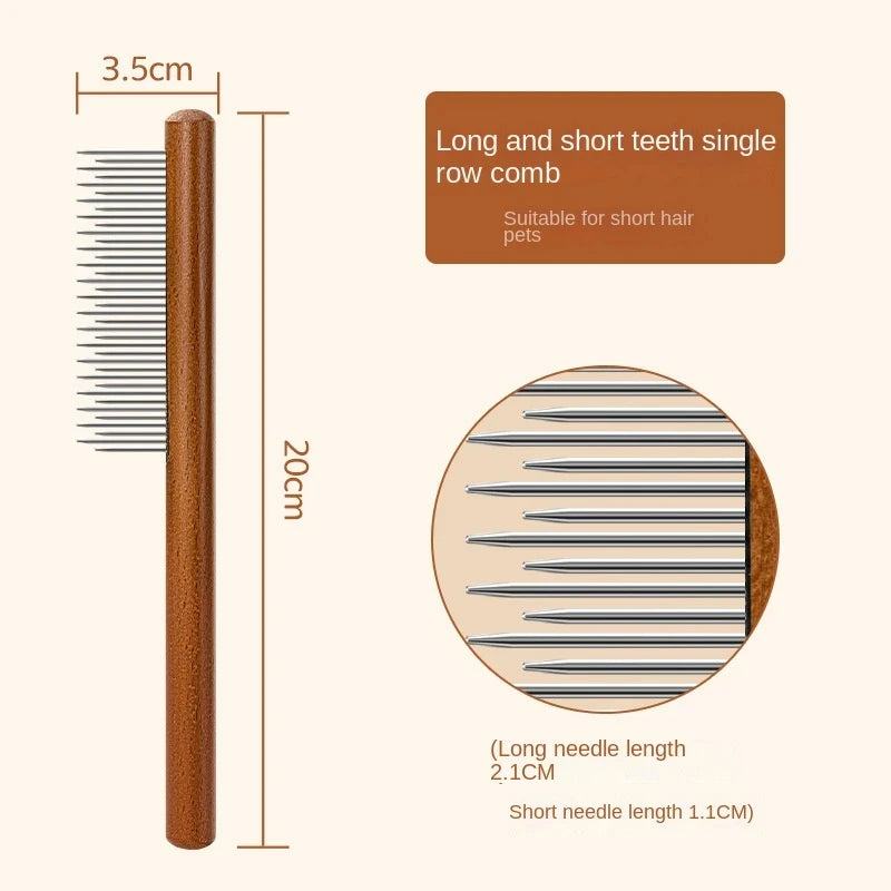 Cat Comb with Wooden Handle
