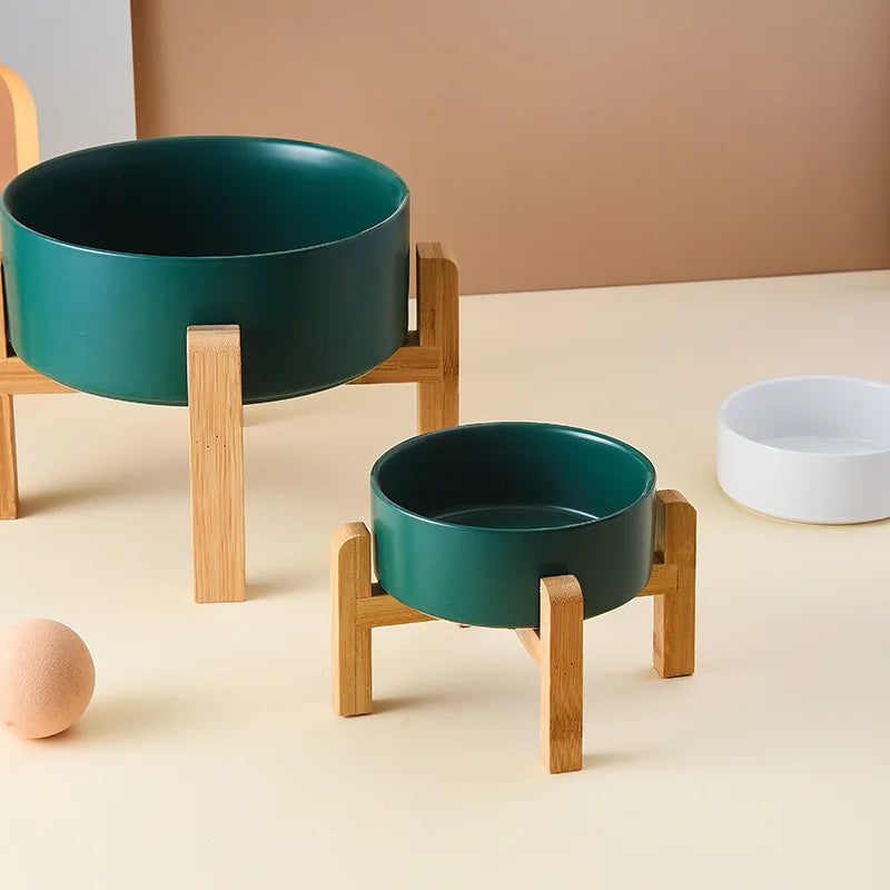 Ceramic Cat Bowl with Stand