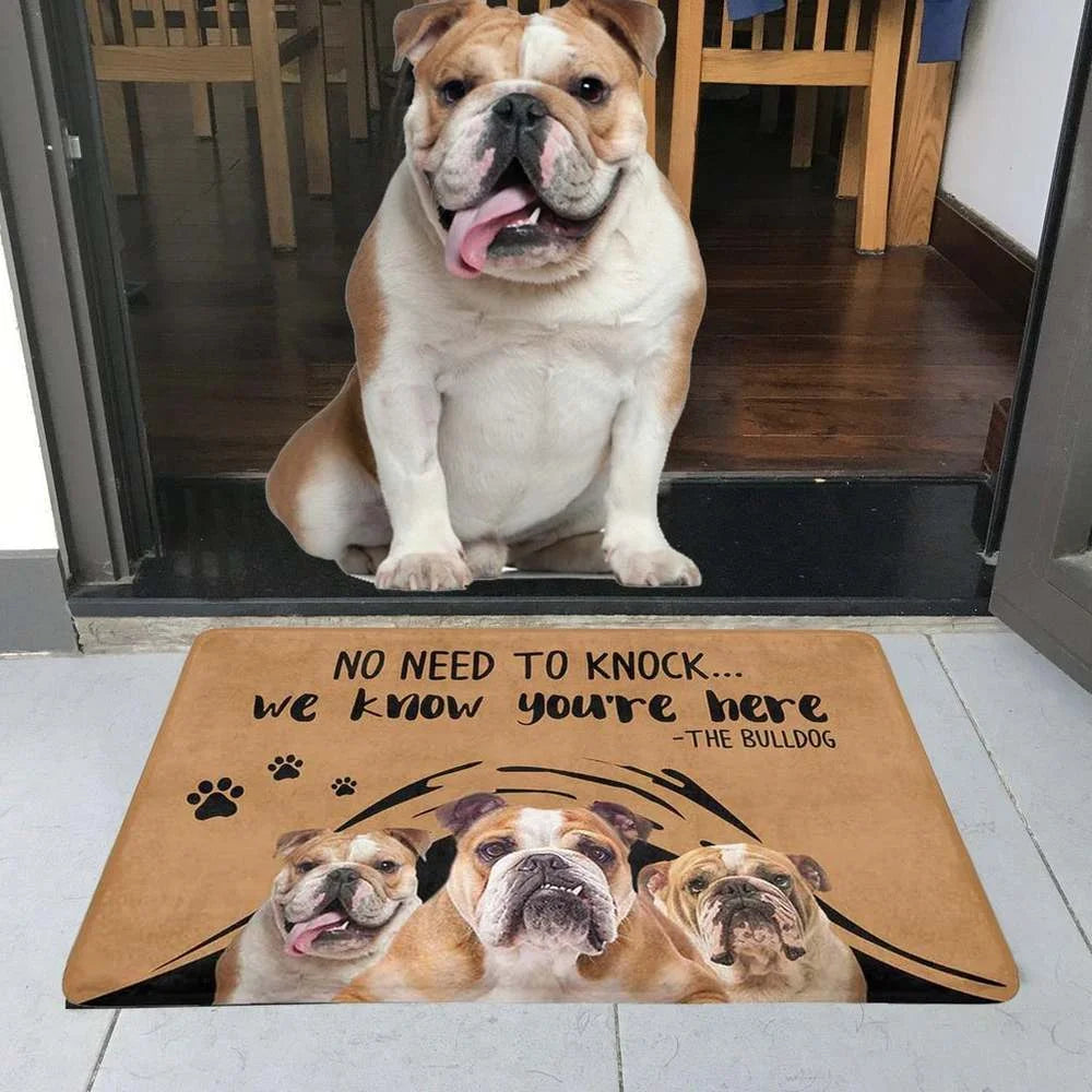 No Knock Bulldog Doormat