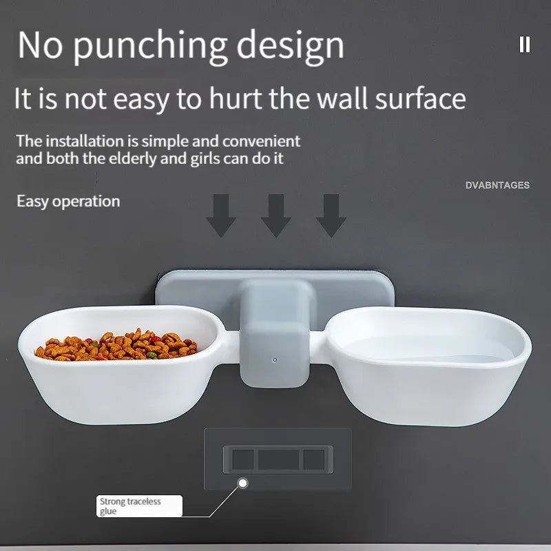 Wall Mounted Double Cat Bowl