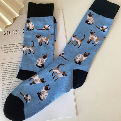 Cartoon Siamese Cat Socks