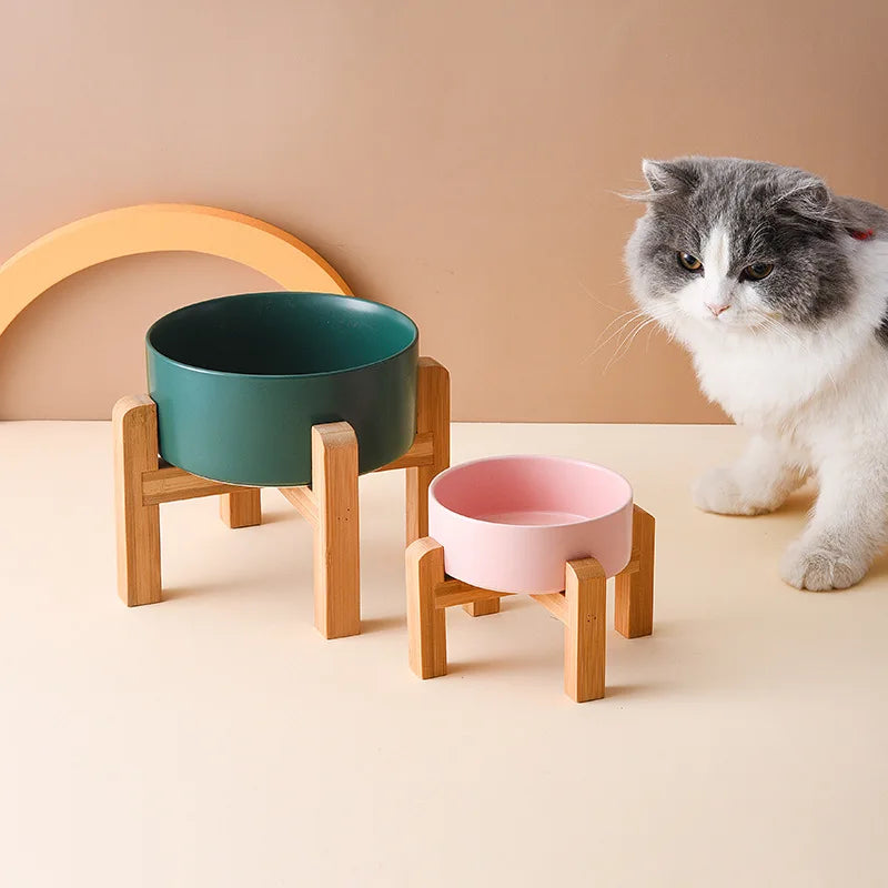 Ceramic Cat Bowl with Stand