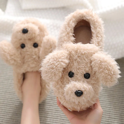 Furry Cotton Dog Slippers