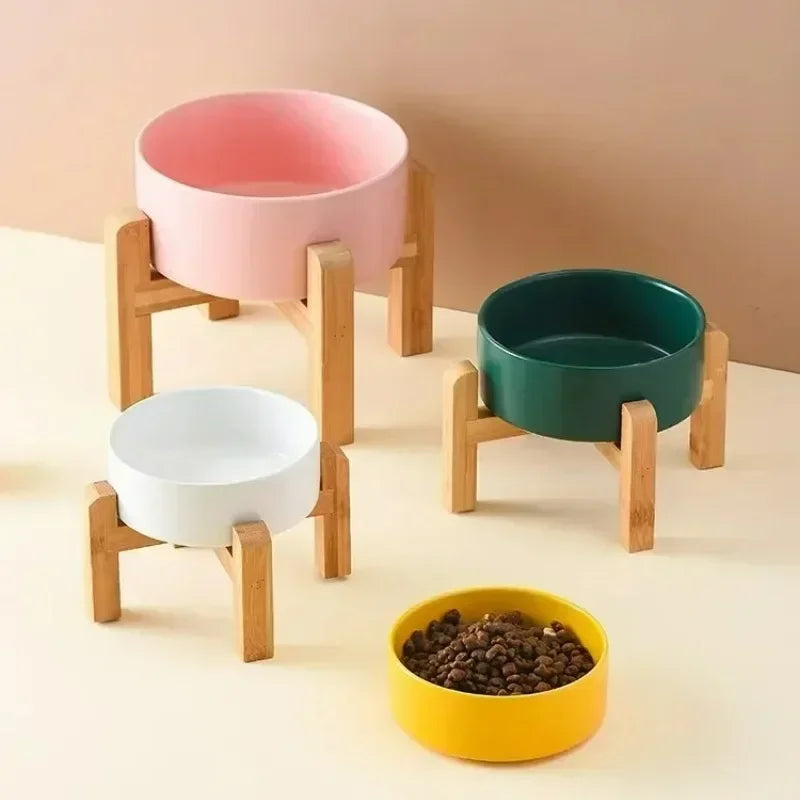 Ceramic Cat Bowl with Stand