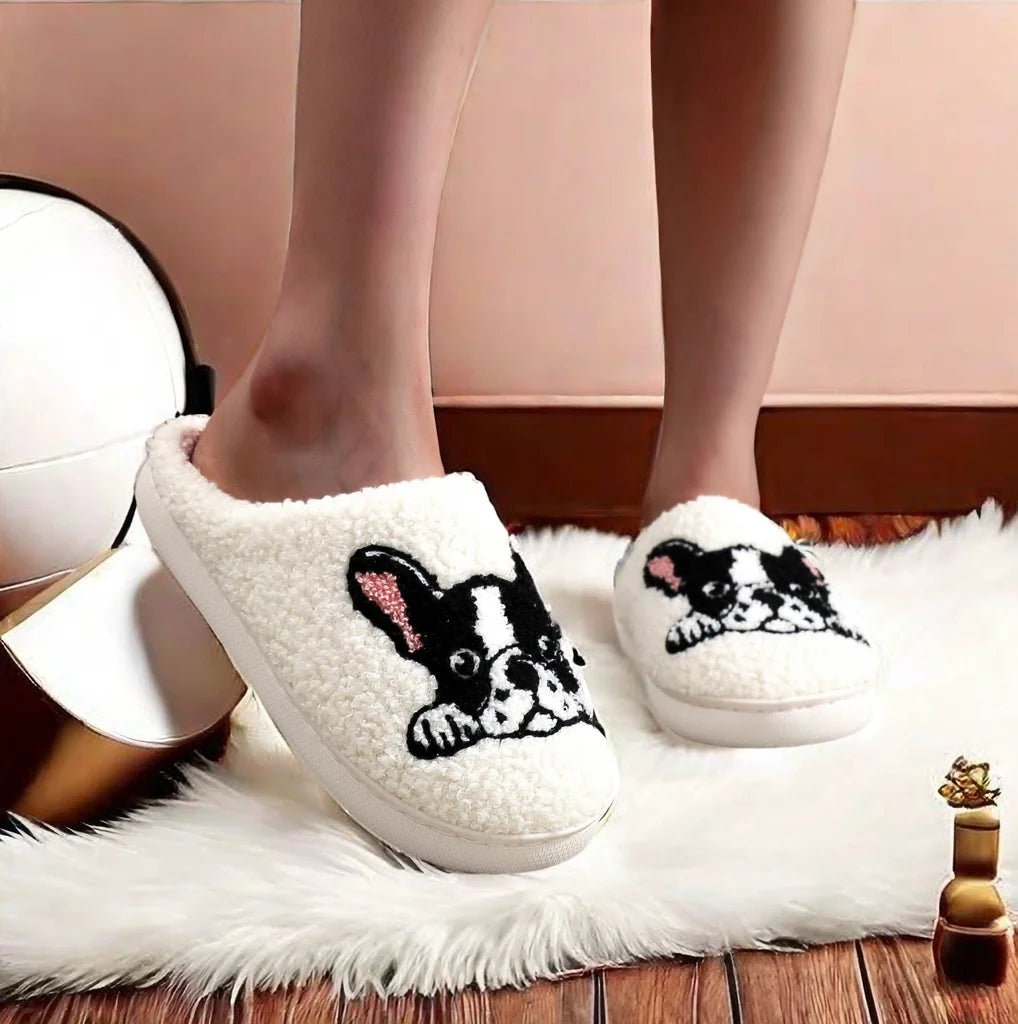 French Dog Cotton Slippers
