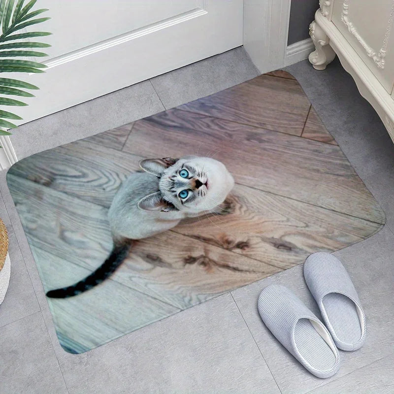 Cute Cat Print Bath Mat