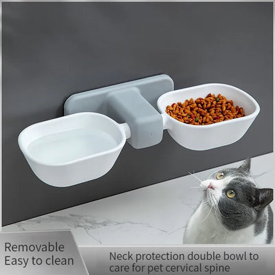 Wall Mounted Double Cat Bowl