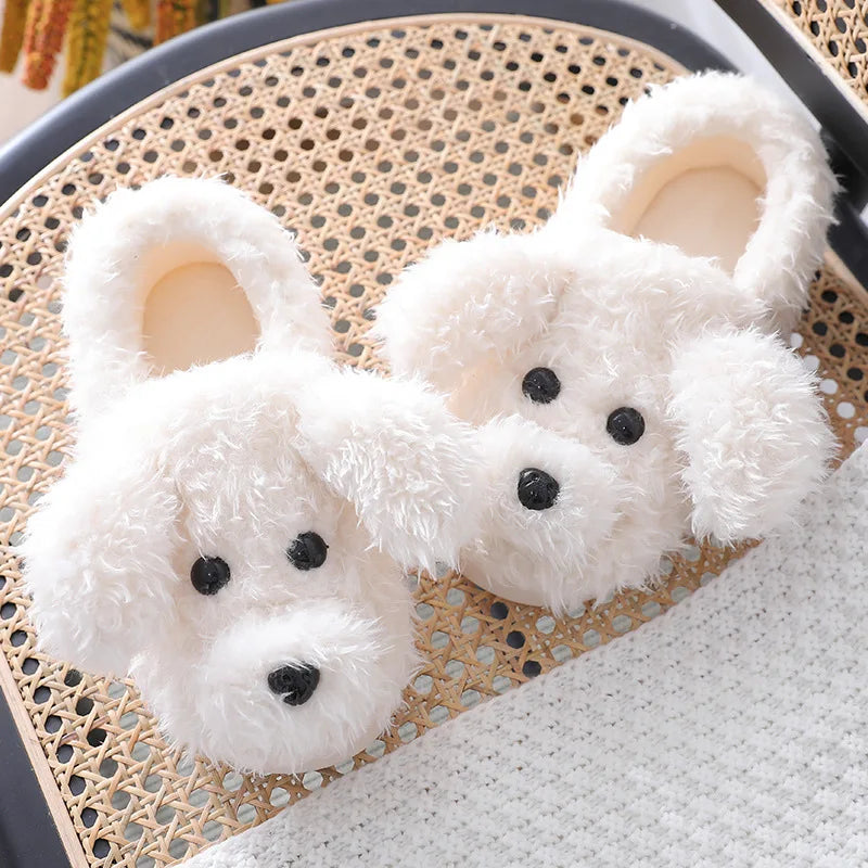 Furry Cotton Dog Slippers