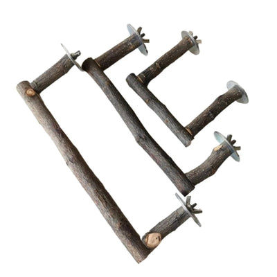 Natural Wood Perch Parrot Bird Grooming Stand Bar