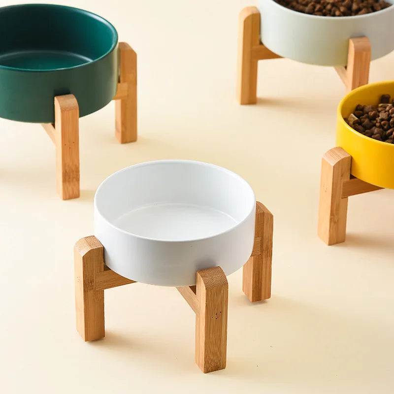 Ceramic Cat Bowl with Stand