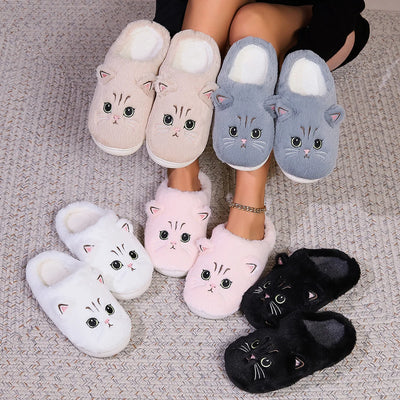 Fuzzy Cat Cartoon Slippers