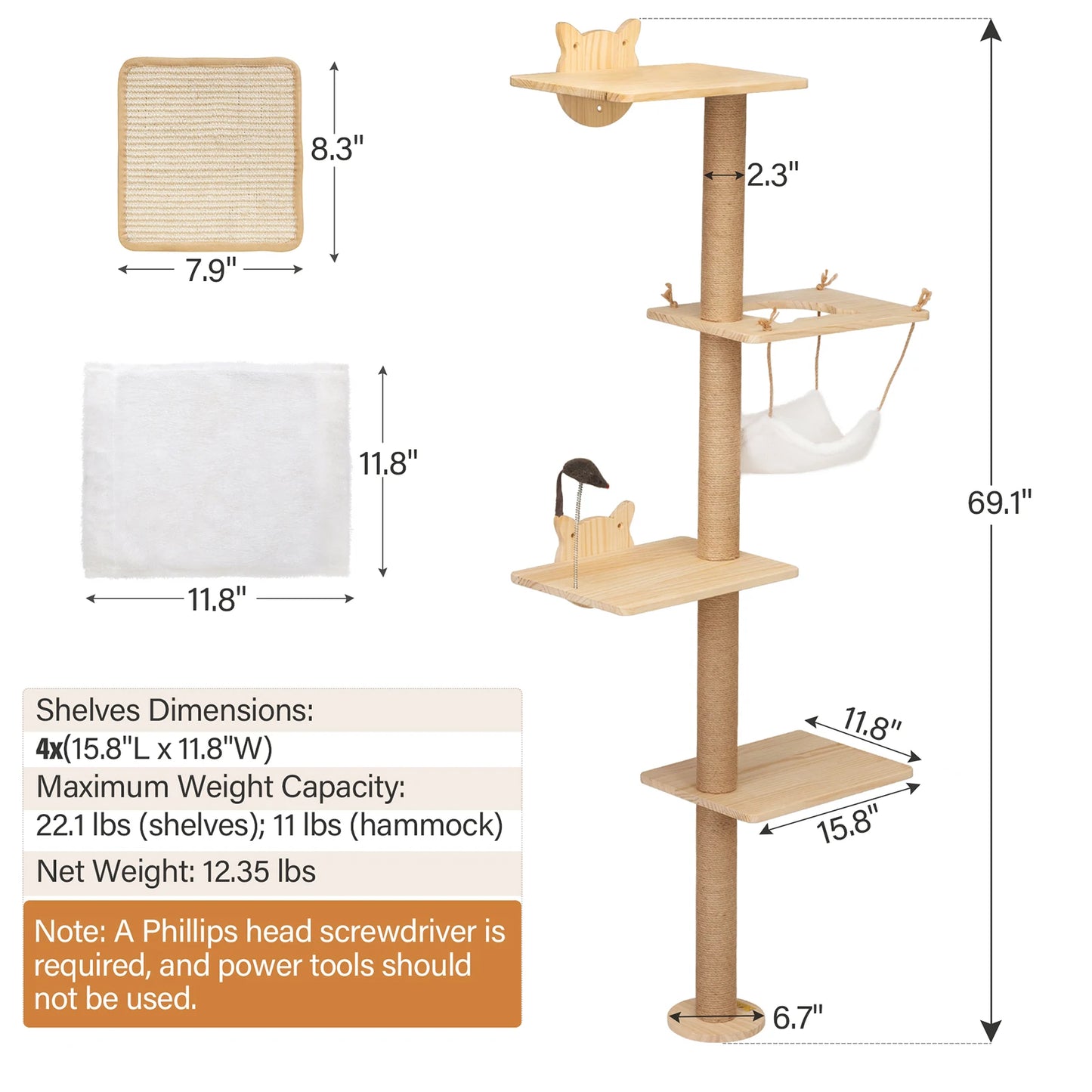 Wall-Mount Cat Climbing Shelf