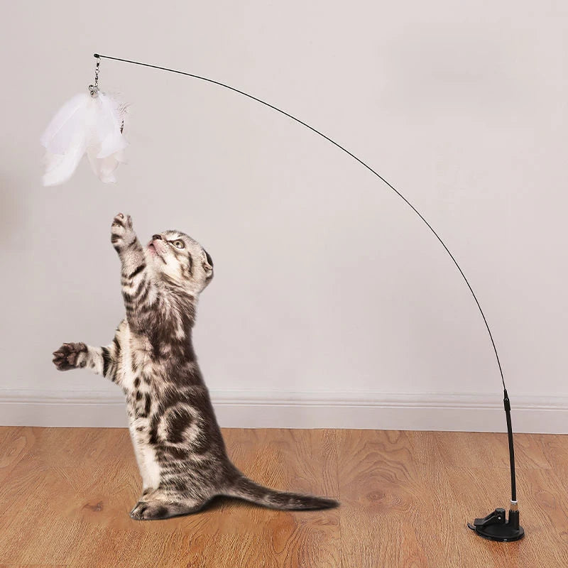 Interactive Cat Toy Wand with Suction Cup