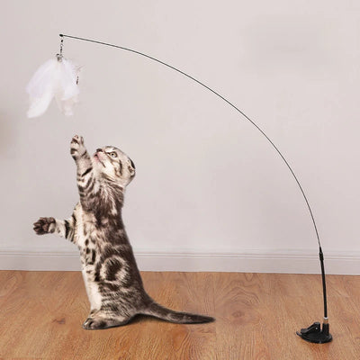 Interactive Cat Toy Wand with Suction Cup
