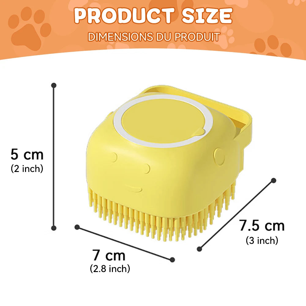 Dog Bathing & Massage Brush with Shampoo Dispenser